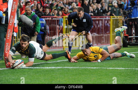 Cape Town, Südafrika. 28. September 2013. , während das Castle Lager Rugby Meisterschaft Testspiel zwischen Südafrika (Sprinkboks) und Australien (Wallabies) bei DHL Newlands in Kapstadt. Foto von Roger Sedres / ImageSA Stockfoto