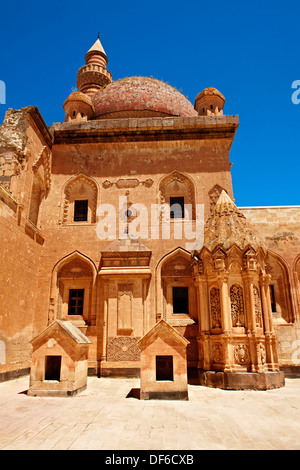 Hof aus dem 18. Jahrhundert osmanischen Architektur der östlichen Türkei Ishak Pascha Palast. Stockfoto