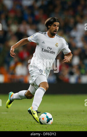 Madrid, Spanien. 28. September 2013. Real Madrid CF gegen Atletico de Madrid (0: 1) im Santiago Bernabeu Stadion. Sami Khedira (deutsche Mittelfeldspieler von Real Madrid) Credit: Action Plus Sport/Alamy Live News Stockfoto