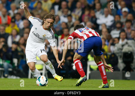 Madrid, Spanien. 28. September 2013. Real Madrid CF gegen Atletico de Madrid (0: 1) im Santiago Bernabeu Stadion. Luka Modric (kroatische Mittelfeldspieler von Real Madrid) Credit: Action Plus Sport/Alamy Live News Stockfoto