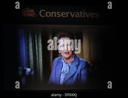 MARGARET THATCHER Tribut konservative Partei Konferenz 29. September 2013 MANCHESTER Stadtzentrum von MANCHESTER ENGLAND Stockfoto