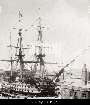 HMS Victory, Lord Nelsons Flaggschiff im Trockendock in Portsmouth, England im Jahr 1922 für die Wiederherstellung Stockfoto