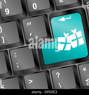 Geschenk-Taste auf der Tastatur, Schaltfläche "Urlaub" Stockfoto