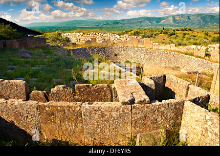 Grab Kreis ein MYKENE UNESCO Welterbe Archäologische Stätte, Peloponnes, Griechenland Stockfoto