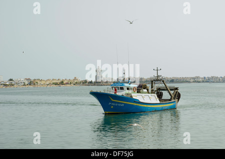 Europa, Spanien, Huelva Isla Cristina, Boot, Fishman, Landschaft, Meer. Stockfoto