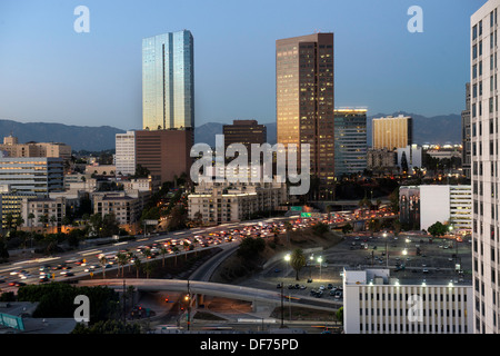 Die Innenstadt von Los Angeles Rush-Hour auf dem Harbor Freeway Stockfoto