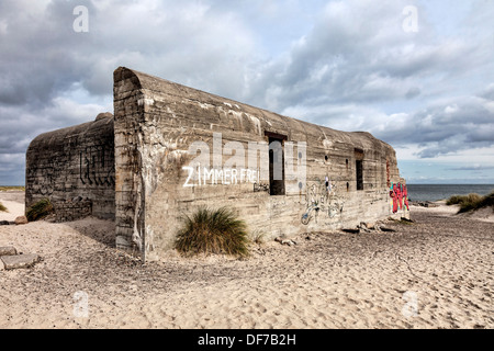 Zweiter Weltkrieg Bunker auf Grenen in Skagen, Dänemark Stockfoto