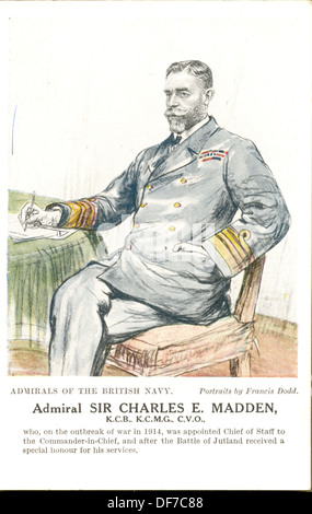 Ersten Weltkrieg Postkarte Portrait von Admiral Sir Charles Müller K.C.B., K.C.M.G, C.V.O des Künstlers Francis Dodd Stockfoto