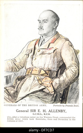 Ersten Weltkrieg Postkarte Portrait von General Sir E H Allenby, GCMG, KCB, des Künstlers Francis Dodd Stockfoto
