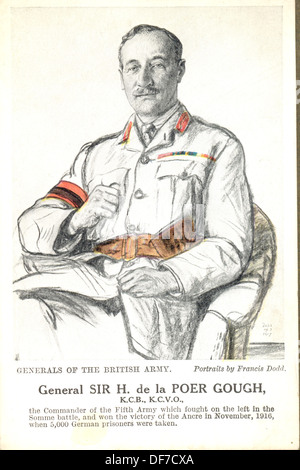 Ersten Weltkrieg Postkarte Portrait von General Sir H De La Poer Gough, KCB, KCVO des Künstlers Francis Dodd Stockfoto