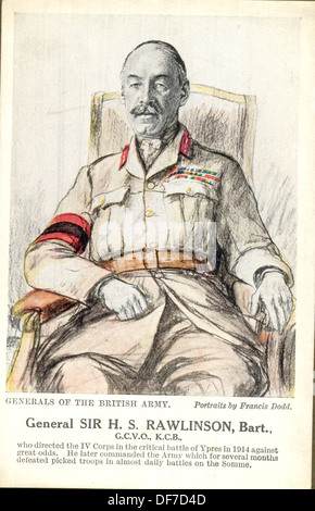 Ersten Weltkrieg Postkarte Portrait von General Sir H S Rawlinson Bart GCVO, KCB des Künstlers Francis Dodd Stockfoto