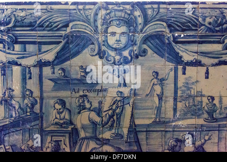 Azulejos Kacheln in der alten Universität Evora, do Colégio Espírito Santo, Évora, Distrikt Évora, Portugal Stockfoto