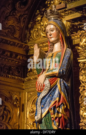 Statue von der schwangeren Jungfrau Maria Kathedrale Basilica Sé de Nossa Senhora da Assunção, Catedral de Évora, Évora Stockfoto