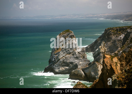 Atlantikküste, Cabo da Roca, der westlichste Punkt des europäischen Kontinents, Cabo da Roca, Colares, Distrikt Lissabon, Portugal Stockfoto