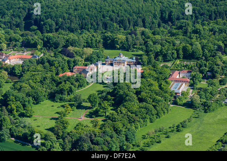 Schloss Belvedere Palast und Park, UNESCO Weltkulturerbe, Musik-Gymnasium Schloss Belvedere auf der rechten Seite Stockfoto