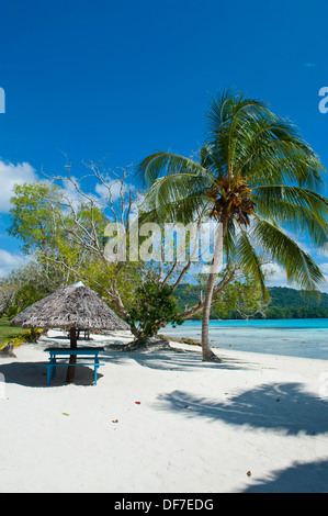 Strandhütte am Sanma Provinz Champagne Beach, Espiritu Santo, Vanuatu Stockfoto