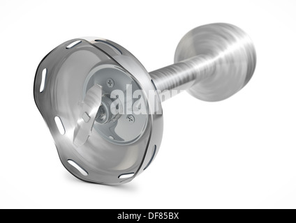 Standmixer-Befestigung aus gebürstetem Edelstahl - weißer Hintergrund. 3D-Rendering Stockfoto