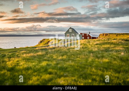 Flatey Insel ist eine kleine Insel in Breidafjördur Western Island, vor allem im Sommer besetzt. Stockfoto