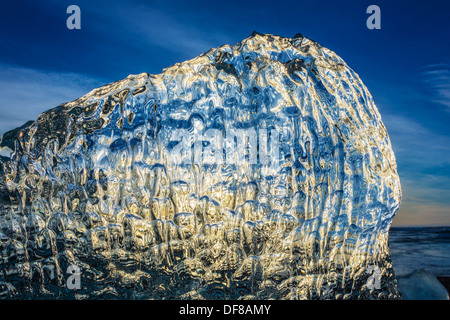 Eis-Formationen vom Jökulsárlón Glacial Lagune, Breidamerkurjokull Gletscher, Vatnajökull-Eiskappe, Island Stockfoto