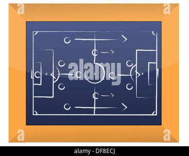 Fußball-Taktik, die Zeichnung auf Tafel Stockfoto