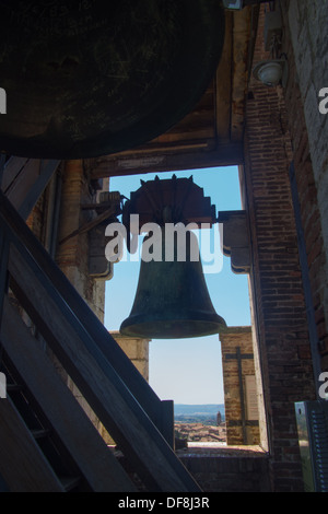 Blick vom Mangia Turm in Il Campo, Siena, Toskana, Italien. Stockfoto