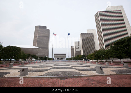 Ein Überblick über das Empire State Plaza ist in Albany, NY abgebildet. Stockfoto