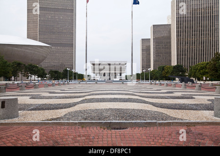 Ein Überblick über das Empire State Plaza ist in Albany, NY abgebildet. Stockfoto