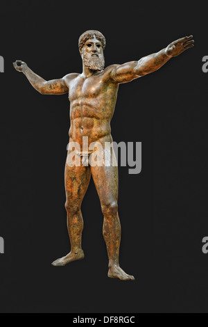 Bronzestatue des Zeus oder Poseidon (460 v. Chr.) im National Museum, Griechenland Stockfoto