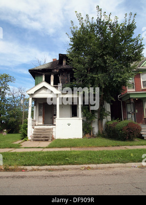 Verlassene, ausgebrannten Haus in Detroit, Michigan, USA Stockfoto