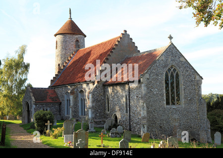 Bawburgh Kirche, Norfolk, Rundturm, England UK Englisch Kirchen, mittelalterliche, Kirche Hof Stockfoto