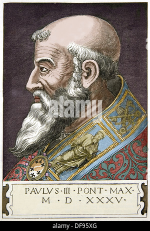 Paul IV. (1476 –1559), Gian Pietro Carafa, war Papst von 23 Mai 1555 bis zu seinem Tod. Farbige Gravur. Stockfoto