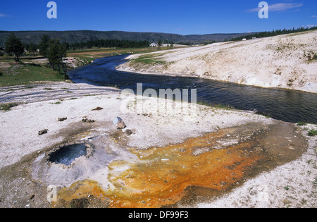 Elk265-1210 Wyoming, Yellowstone-Nationalpark, Upper Geyser Basin, Firehole River Stockfoto