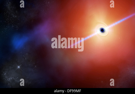 Raum-Landschaft in der Nähe von aktiven schwarzes Loch Stern mit Akkretionsscheibe Stockfoto