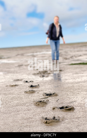 Spuren im Watt Stockfoto