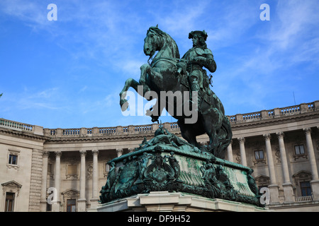 Denkmal für Prinz Eugen auf dem Heldenplatz vor der Hofburg, Wien, Österreich, Europa Stockfoto