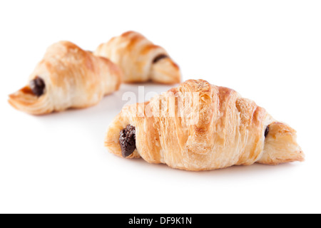 Kleinen Schokoladencroissants isoliert auf weiss Stockfoto