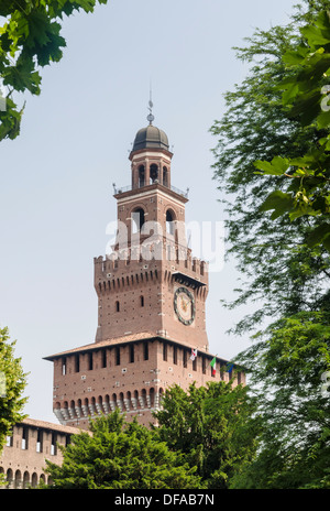 Torre del Filarete am Castello Sforzesco, Piazza Castello, Mailand, Italien Stockfoto