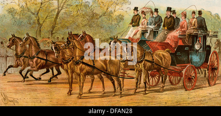 Trainer und vier Pferde von Lord Londonderry und Graf Münster, London, 1880. Farblithographie Stockfoto