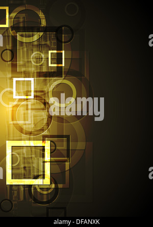 Dunkles gelb abstrakten Hintergrund. Tech-Stil mit geometrischen Formen. Vector Design Eps 10 Stockfoto