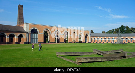 Innenhof bei Le Grand-Hornu / Grand Hornu / MAC's, alte industrielle Kohle Bergbau Komplex in Hornu, Borinage, Hennegau, Belgien Stockfoto