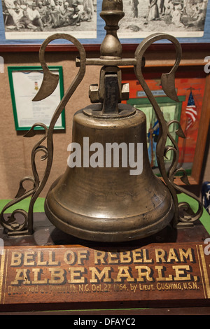 Albemarle Glocke Bürgerkrieg Ausstellung am Hafen O'Plymouth Roanoke River Museum Plymouth North Carolina, USA. Stockfoto