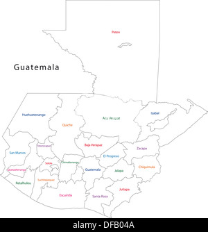 Übersichtskarte Guatemala Stockfoto