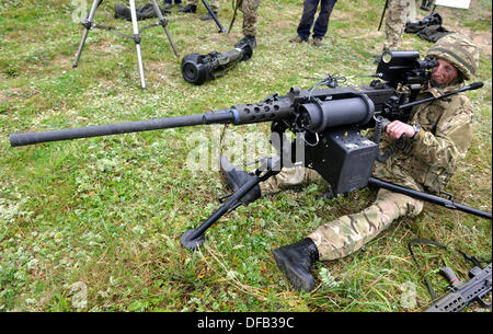 50mm hohe Kaliber Maschinengewehr Anblick mit Laser-Trainingsgeräten von SAAB gemacht ausgestattet. UK Stockfoto