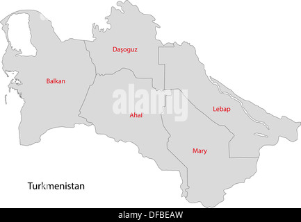 Grau-Turkmenistan Karte Stockfoto