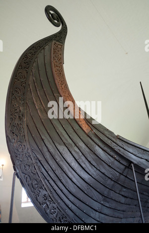 Detail des Oseberg Schiff, Wikinger-Museum, Oslo, Norwegen Stockfoto