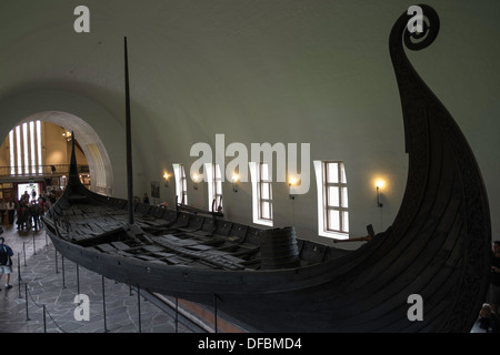 Das Osebergschiff im Wikinger-Museum, Oslo, Norwegen Stockfoto