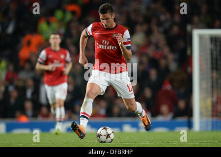 London, UK. 1. Oktober 2013. Arsenals vorwärts Olivier Giroud aus Frankreich während der UEFA-Champions-League-Spiel zwischen Arsenal aus England und Napoli aus Italien spielte The Emirates Stadium am 1. Oktober 2013 in London, England. © Mitchell Gunn/ESPA/Alamy Live-Nachrichten Stockfoto