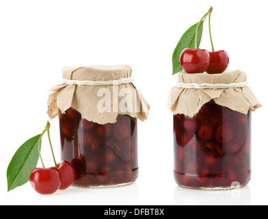 Cherry jam isolierten auf weißen Hintergrund Stockfoto