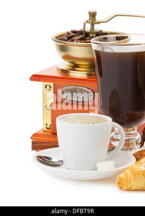 Tasse Kaffee isoliert auf weißem Hintergrund Stockfoto