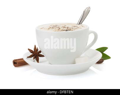 Tasse Kaffee isoliert auf weißem Hintergrund Stockfoto